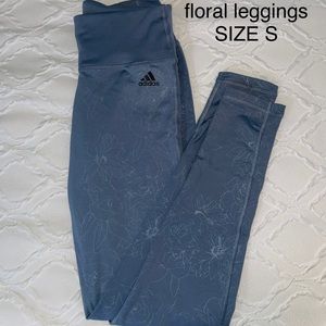 Blue Adidas Leggings with floral detailing